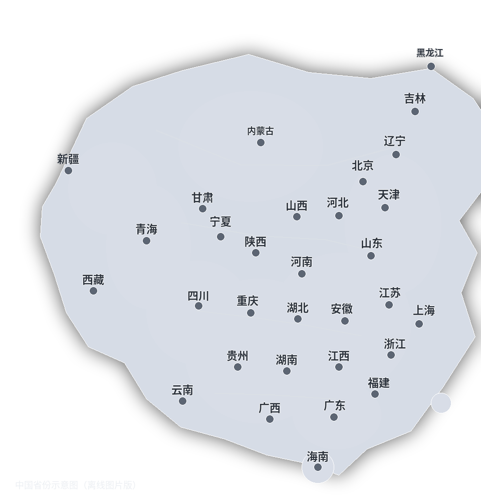 中国省份示意图